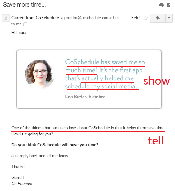 coschedule testimonial sales email