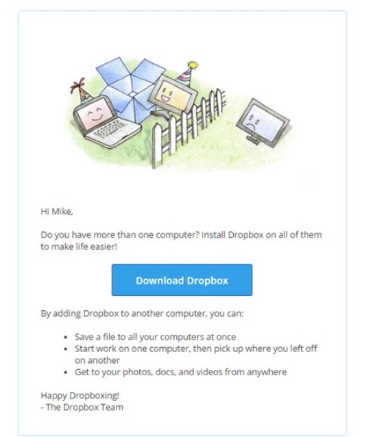 dropbox download email