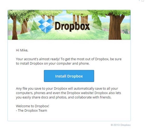 dropbox onboarding email