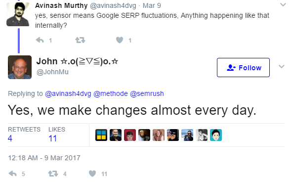 increase google rankings - John Mu tweet confirming daily updates. 