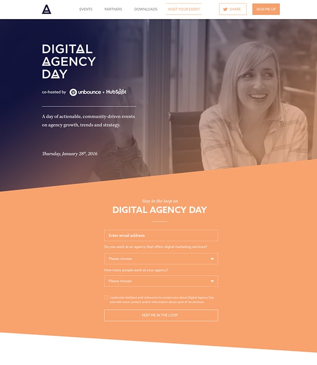 Exemple d'aimant de plomb recadré du microsite DigitalAgencyDay 