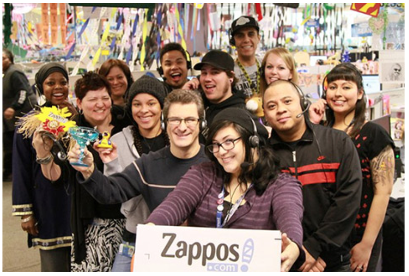 A squad  photograph  of Zappos employees