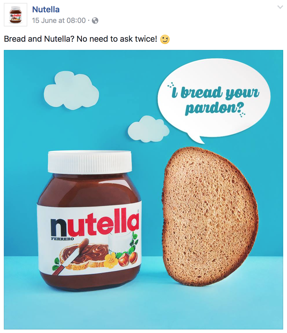 A Facebook post from Nutella.