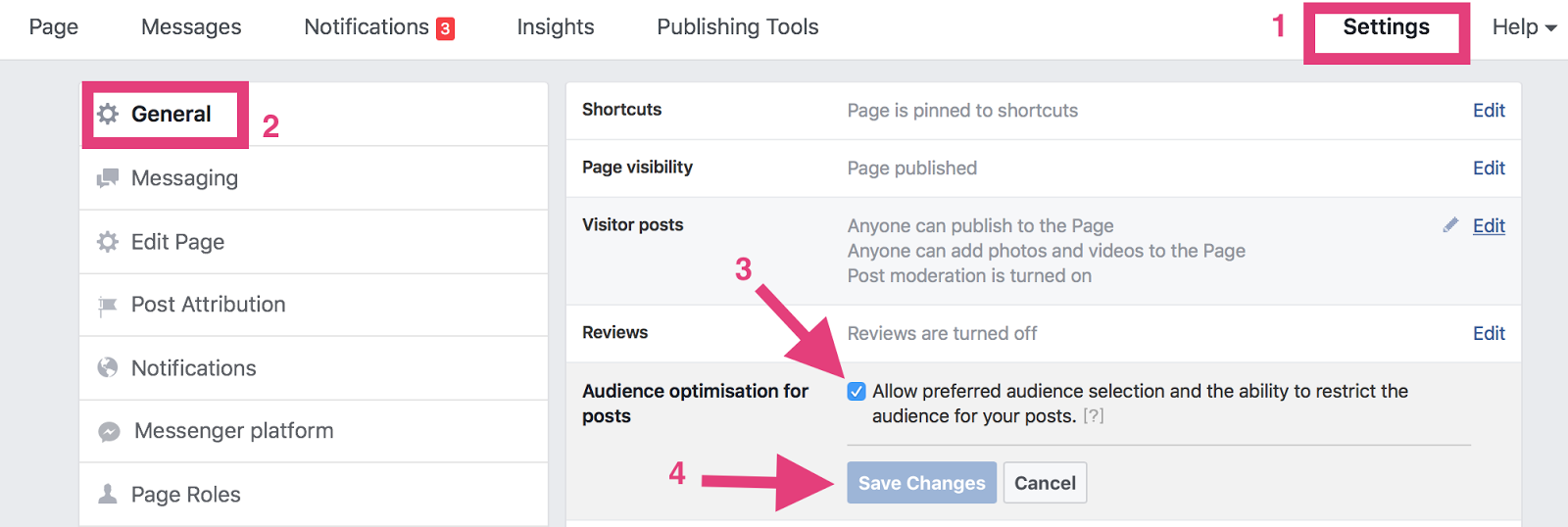 A diagram showing however  to alteration   targeting features connected  Facebook pages.