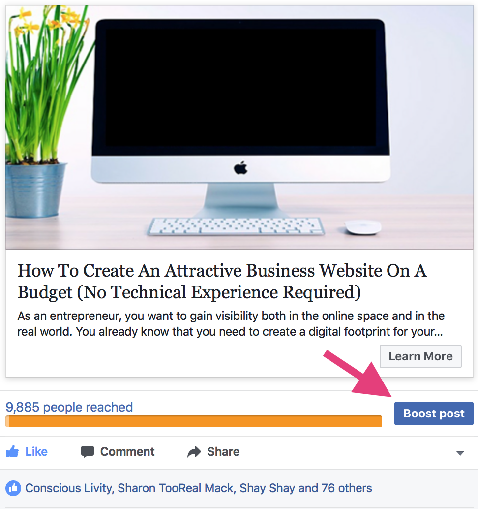 boost post to increase facebook organic reach 