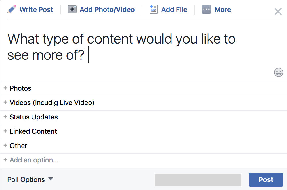 poll audience to increase facebook organic reach 