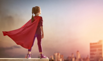 girl plays superhero