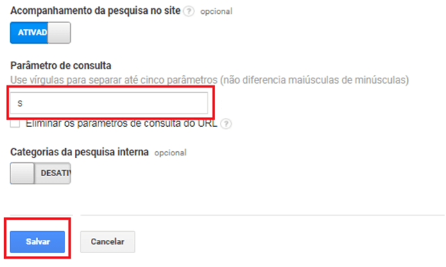 como salvar acompanhamento de pesquisa pelo google analytics em site