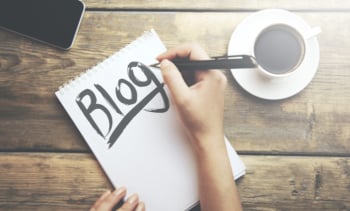 woman writing blog
