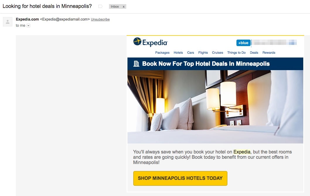 expedia hotel deal email