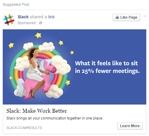 ví dụ về quảng cáo facebook slack