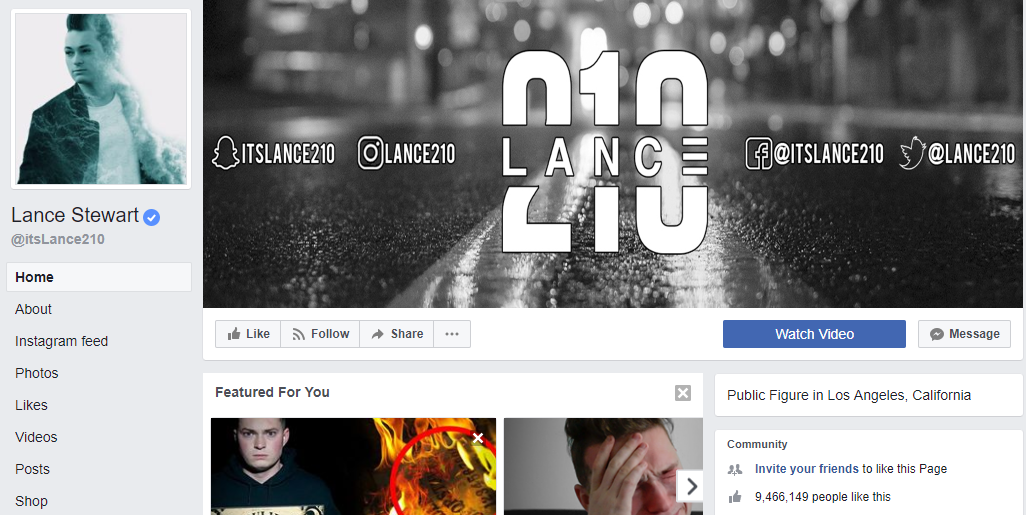 influencer marketing - lance stewart facebook