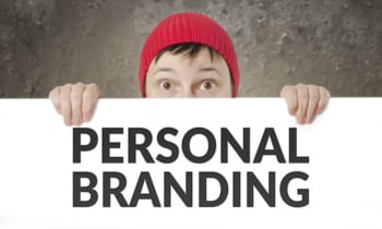 Surprised Female with Red Cap holds Personal Branding Card