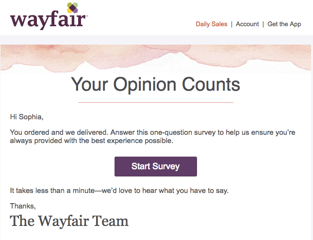 Wie schreibe ich E-Mail für Kunden Wayfair 