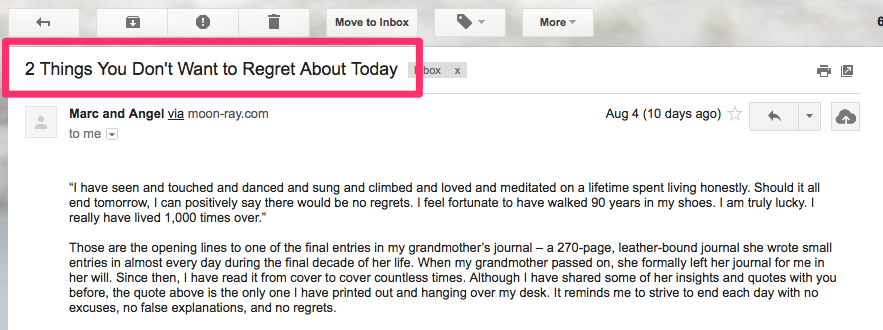 2 Things You Don t Want to Regret About Today stephen g roe gmail com Gmail