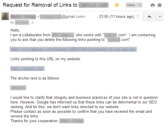 link removal request email disavow tool 