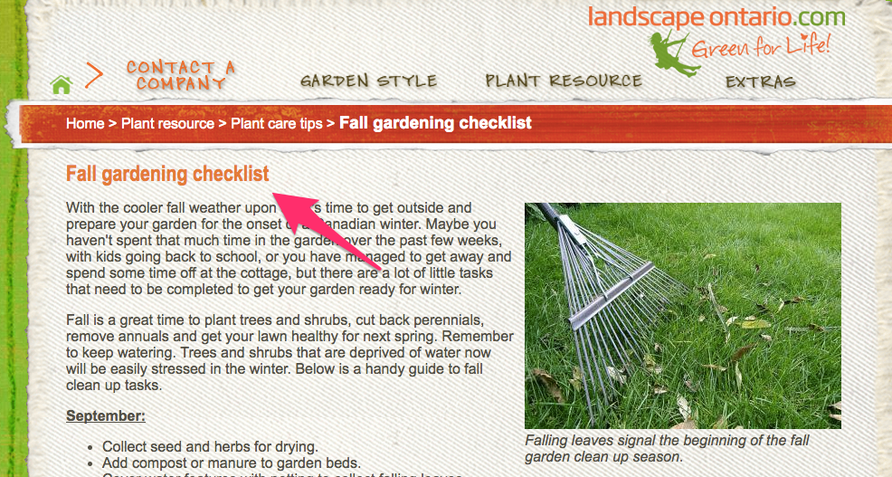 Fall gardening checklist landscape ontario com Green for Life