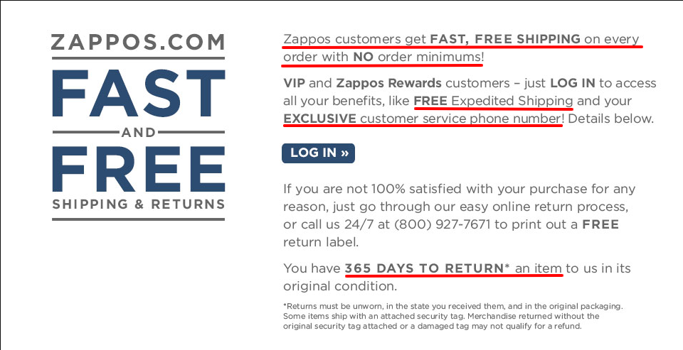 Free shipping and returns Zappos