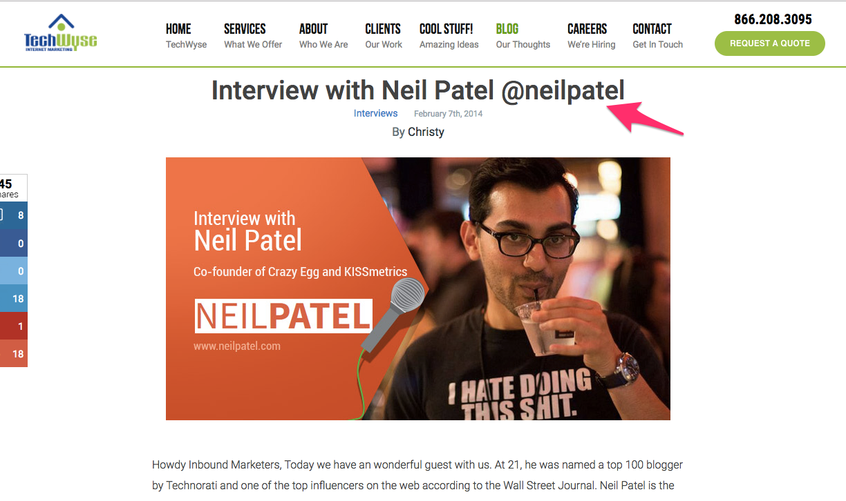 Interview with Neil Patel neilpatel TechWyse Rise to the Top Blog 