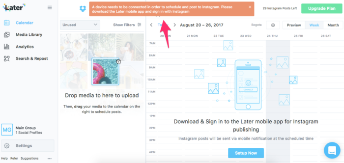 Later com instagram scheduling tool 