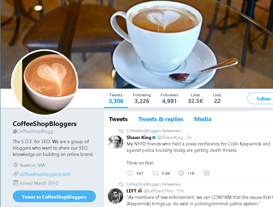 comment acheter un exemple de café suiveur twitter