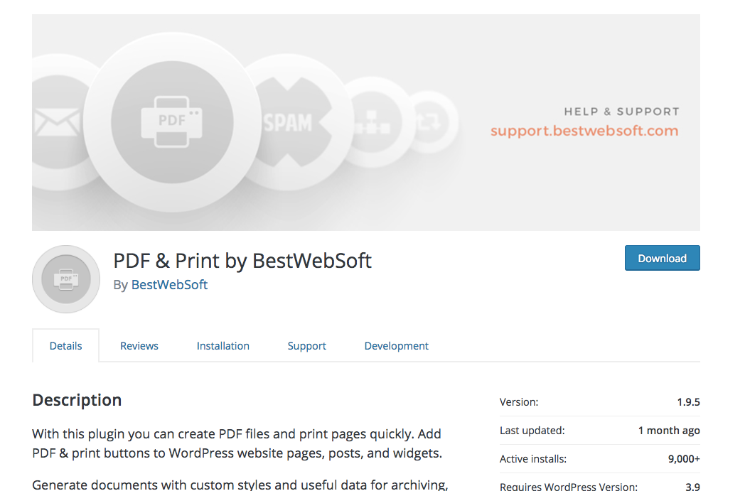 PDF Print by BestWebSoft WordPress Plugins