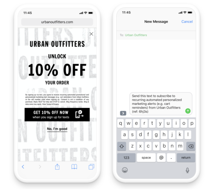 attentive mobile sms marketing optin 