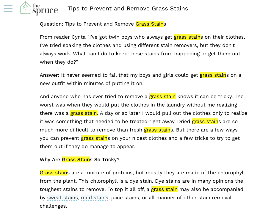 Tips to Prevent and Remove Grass Stains