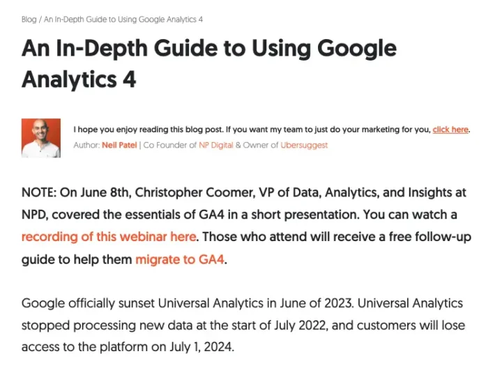 A blog post promoting a webinar link.