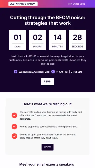 A countdown time from BeeFree.