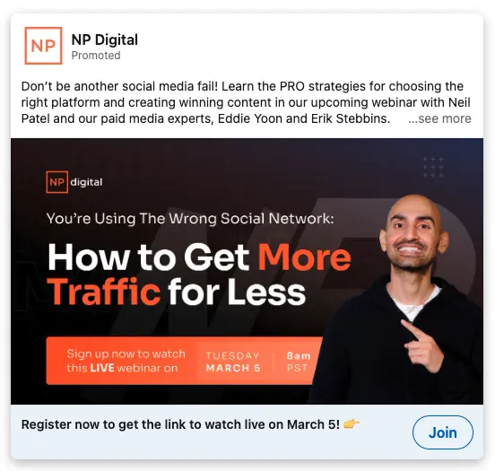 An ad ran from NP Digital on a webinar.