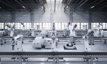 robot arms with conveyor line