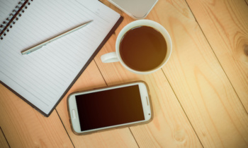 Top view office concept on pastel filter style background