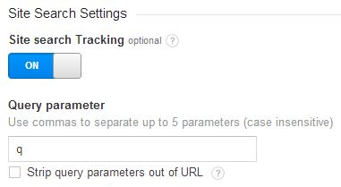 google analytics site search settings set up