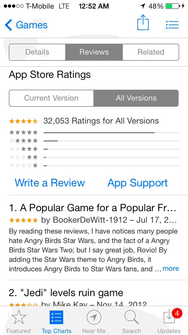 iOS 7 App Store Detailed reviews