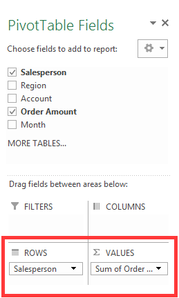 drag fields to pivot table 