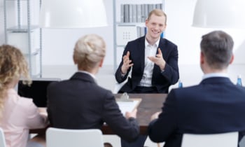 Man trying to convince investors