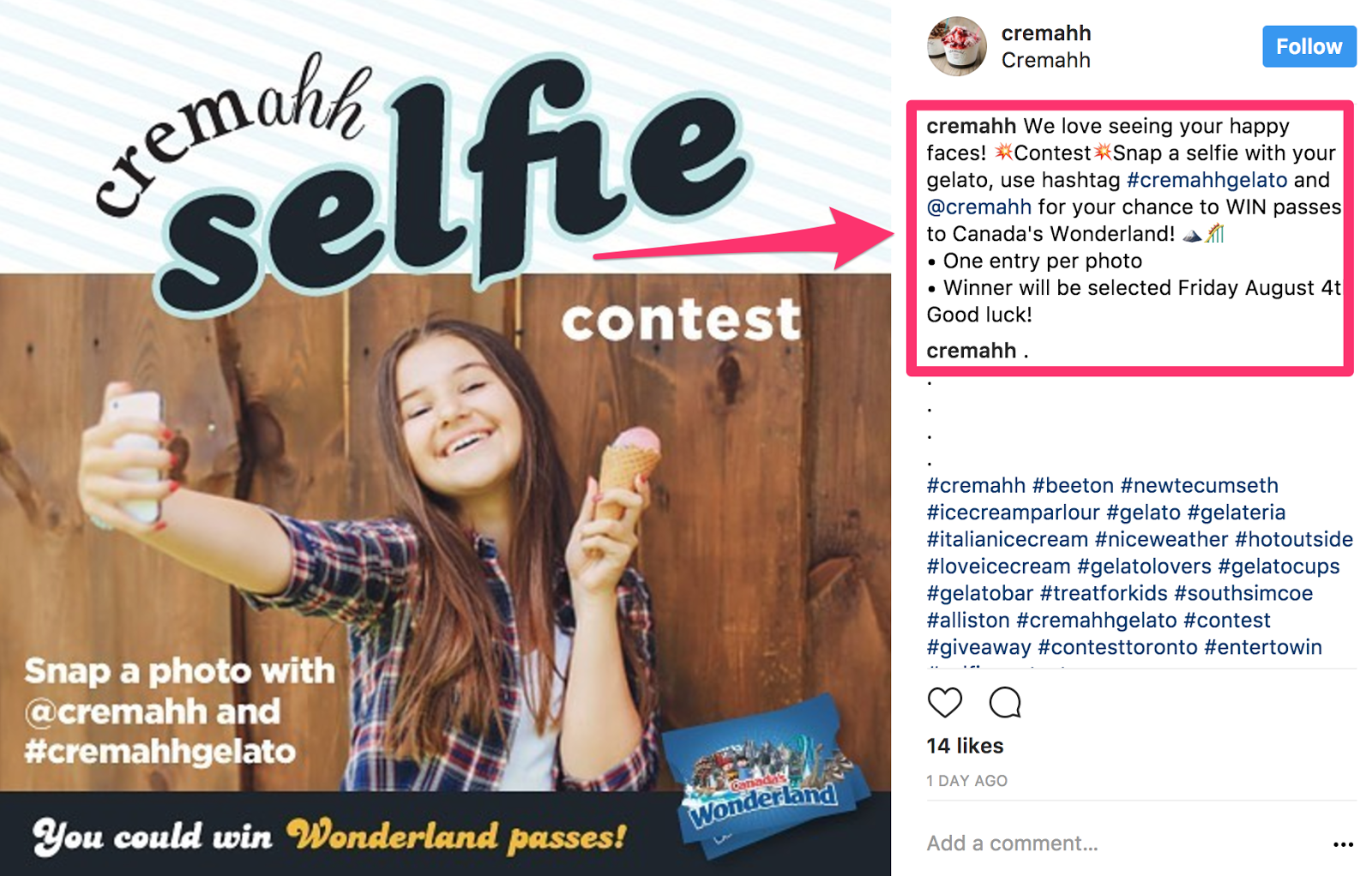 instagram contest idea - selfie contest 