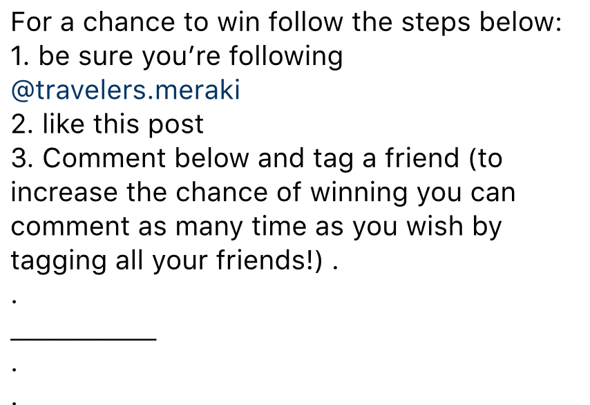 instagram contest ideas - gain an extra entry example