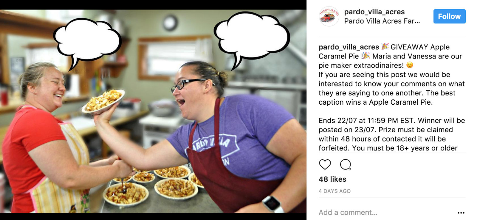 instagram contest ideas - caption context example 2