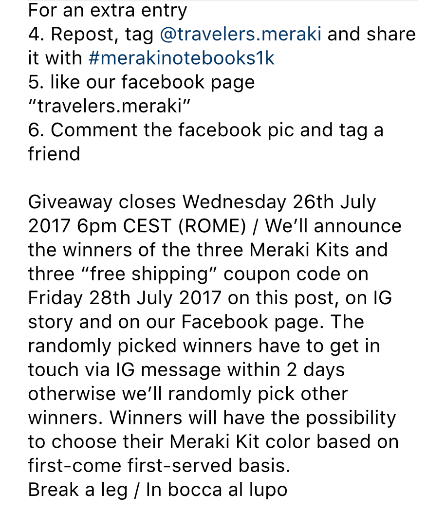 Instagram contest idea - terms of the contest