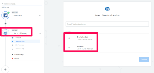SMS marketing zapier and FB lead ads step 3 
