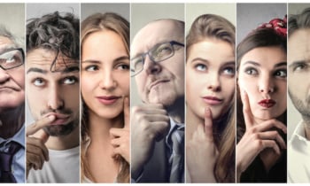 Portraits of people thinking