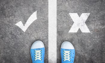 Teenager standing between right and wrong