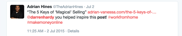 tweet Adrian Hines