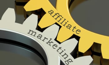 affiliate marketing concept on the gearwheels, 3D rendering