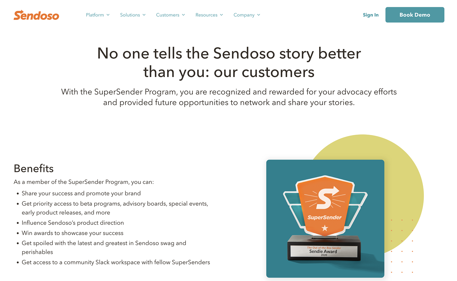 Sendoso benefits page