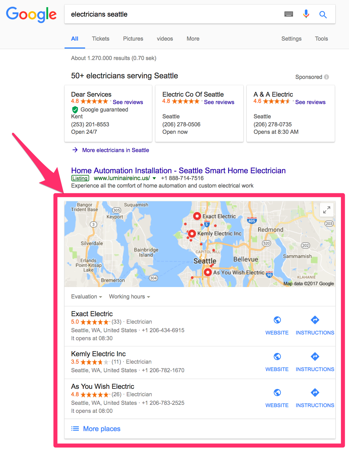 local SEO example 