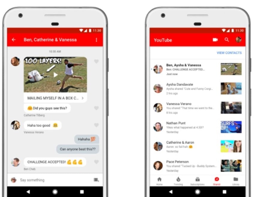 youtube in chat messanger similar to facebook watch 