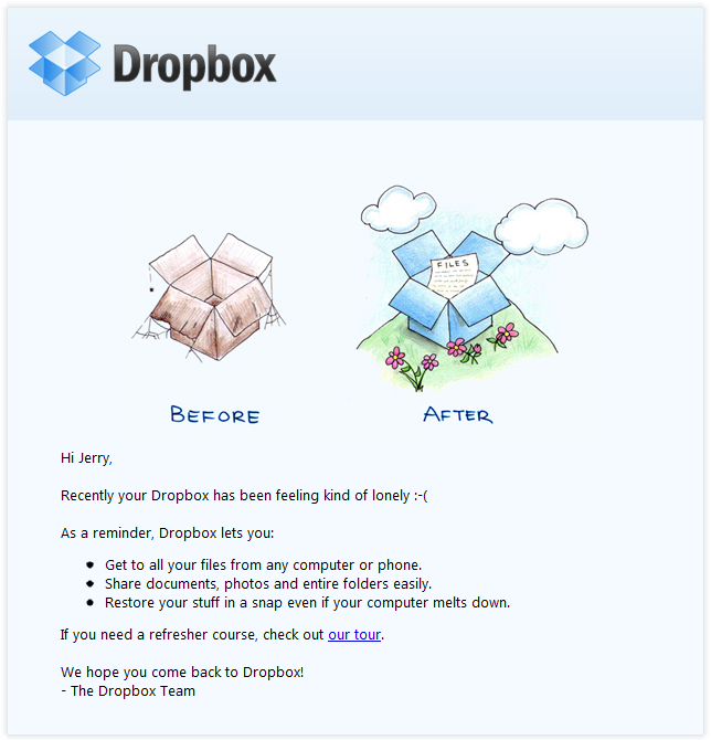 dropbox reengagement email 1